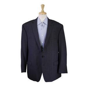 Lauren Ralph Lauren Mens Gray Blue Black Check Wool 2-Btn Sportcoat Blazer 52R